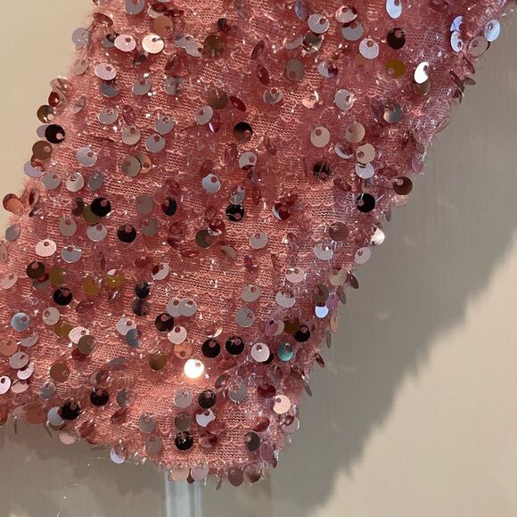 Giffnsetti Formal‎ One Shoulder Long Sleeve High Split Maxi Pink Sparkle Medium - Picture 3 of 10